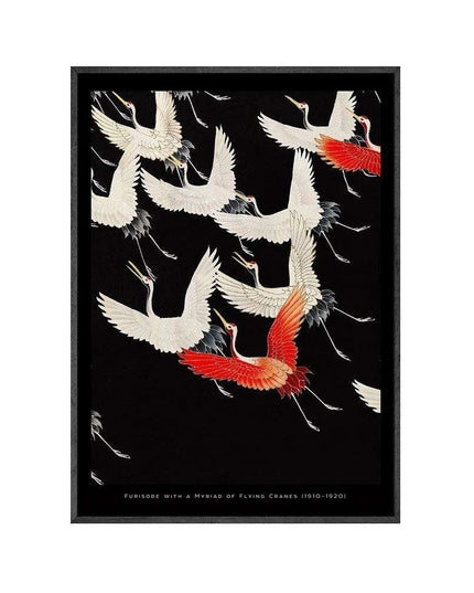 Elegant Japanese Flying Cranes Art Canvas - Serene Pink Sky Decor Poster | Très Elite Home Accent