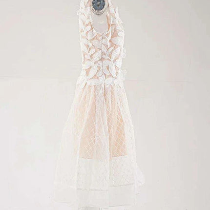 A-line Evening Dress with 3D Floral Accents and Color Contrast