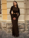 Backless Hollow Out Long Sleeve Maxi Dress for Women - Trendy Autumn Slim Fit Fashion