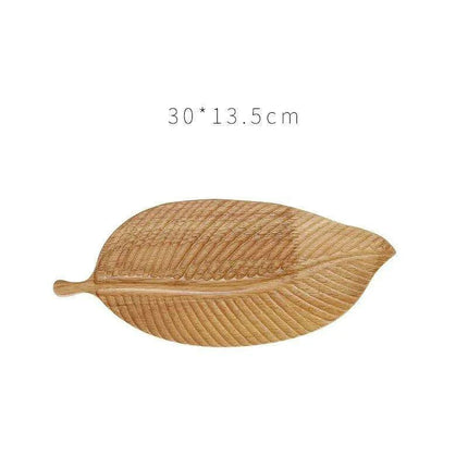 Nature-Inspired Wooden Leaf Tray - Elegant Serving and Decor Centerpiece