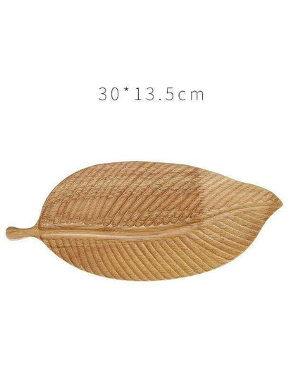 Nature-Inspired Wooden Leaf Tray - Elegant Serving and Decor Centerpiece