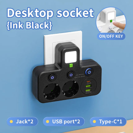 AXUS Store 4-Socket Power Strip with 2 USB & 1 Type-C Ports, 2500W