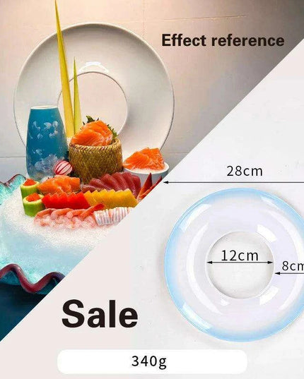 Japanese Elegance Circular Serving Tray - Sophisticated Sushi Display for Luxurious Dining