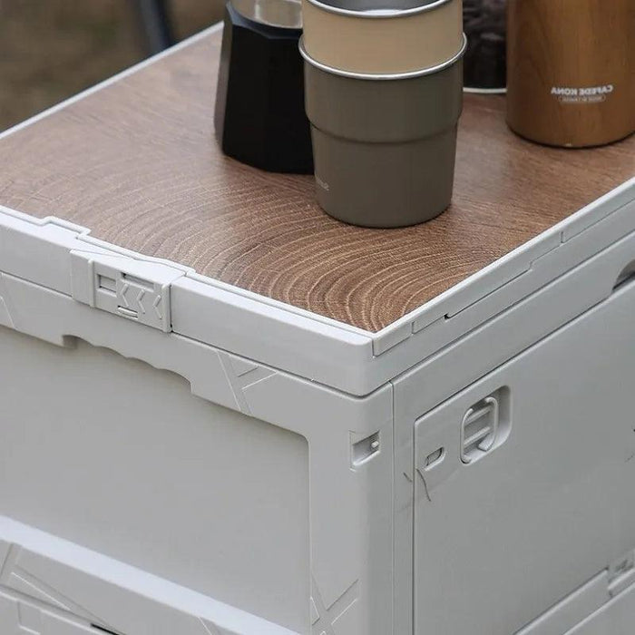 Multi-Functional Outdoor Gear Organizer with Integrated Table Access