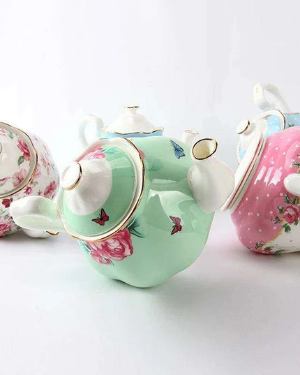 Floral Elegance Bone China Teapot - Luxurious 1000ML Capacity for Tea and Coffee