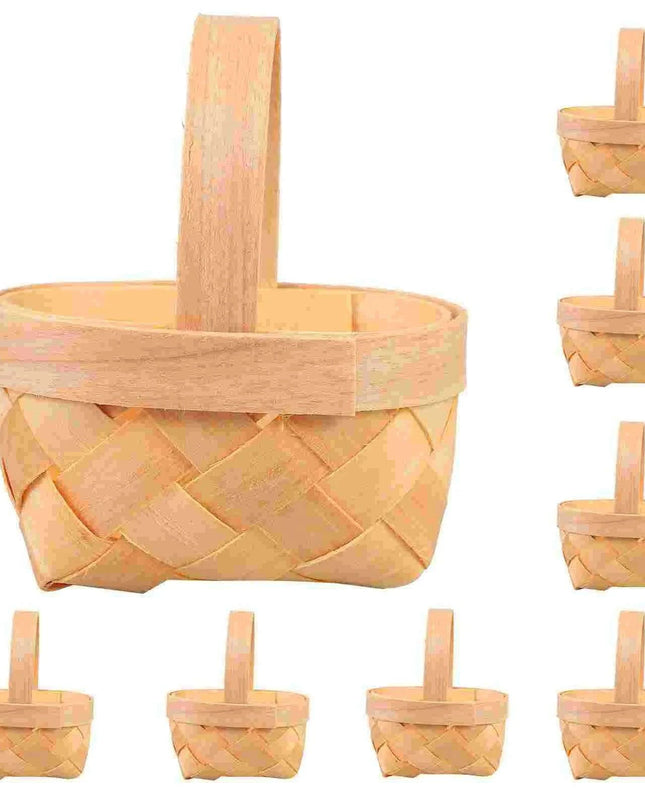 Set of 20 Delightful Miniature Woven Wooden Baskets for Celebratory Occasions