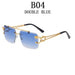 Vintage Chic Wood Grain Square Rimless Sunglasses for Stylish UV Protection