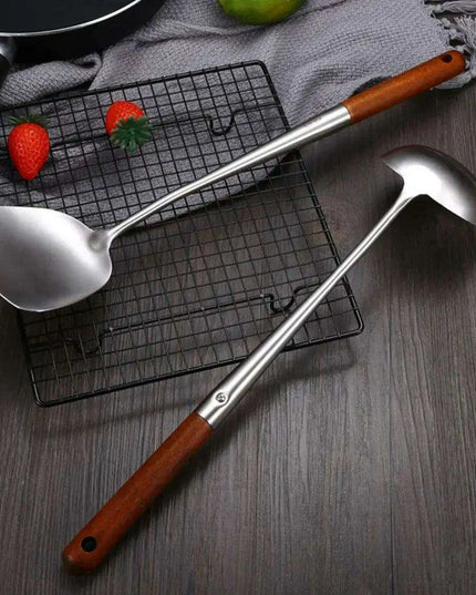 Stainless Steel Wok Spatula and Ladle Kitchen Utensil Set for Cooking