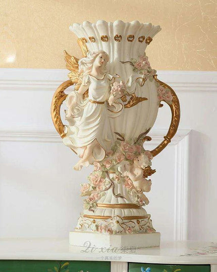 Luxurious Angelic Resin Floor Vase for Exquisite Home and Hotel Decor