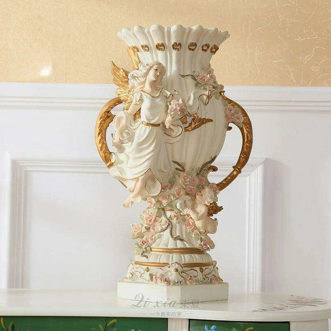 Luxurious Angelic Resin Floor Vase for Exquisite Home and Hotel Decor