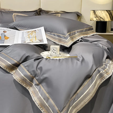 LZA Home 1000TC Egyptian Cotton Luxury Bedding Set with Gold Embroider