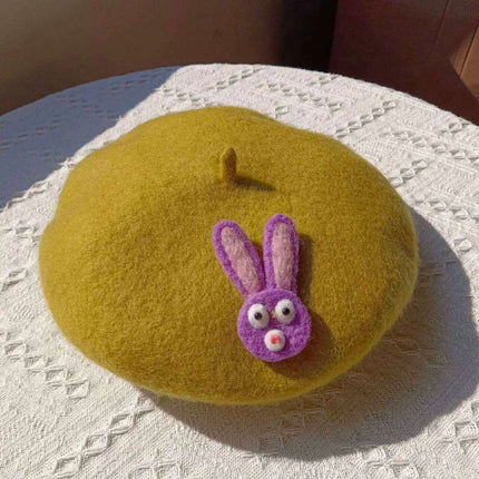 Charming Handcrafted Pumpkin Wool Beret with Leaf Embellishments for Fall and Winter Fashion