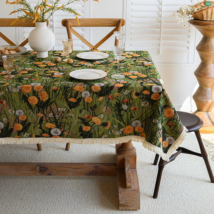 Vintage Floral Jacquard Tablecloth — Pastoral, 13 Colours, 8 Sizes