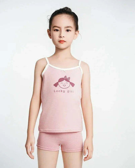 Cute Pink Cotton Sleeveless Summer Tank Top for Girls Aged 3-8 Years