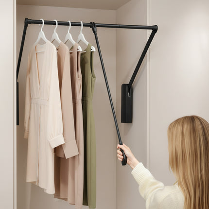 Pull-Down Wardrobe Lift Hanger with Hydraulic Damping — Aluminium Alloy, 30kg | Très Elite