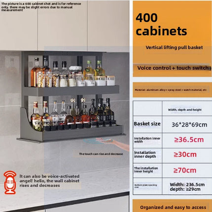 Electric Lifting Hanging Cabinet Basket — 6 Widths, 350–600mm