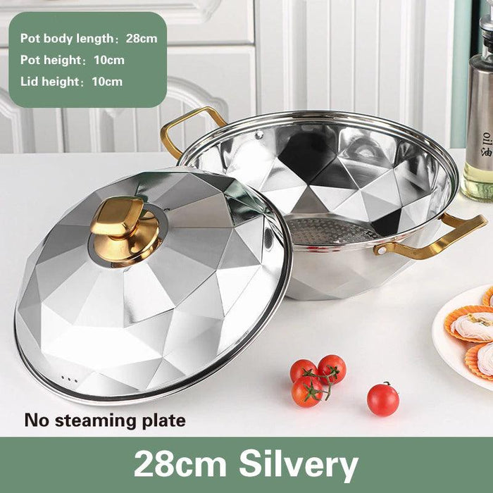 Versatile 304 Stainless Steel Cooking Pot with Integrated Steamer Basket