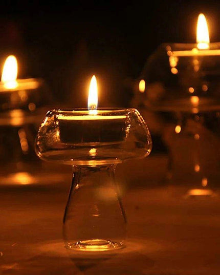 Whimsical Glass Mushroom Candle Holder - Ideal for Nordic Home Decor and Celebratory Events