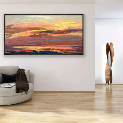 Tranquil Horizon Large Handmade Abstract Oil Painting for Peaceful Home Decor