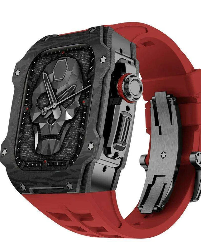 Transform Your Apple Watch Ultra 49mm with a Luxurious Carbon Fiber Case and Fluororubber Strap Set - Redefine Your Elegance!