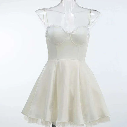 Chic Backless Spaghetti Strap A-line Mini Dress for Women