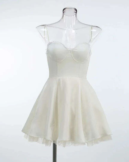 Chic Backless Spaghetti Strap A-line Mini Dress for Women