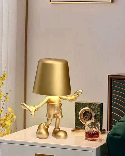 Illuminating Elegance: Golden Charging Desk Lamp with Italian Resin Accent