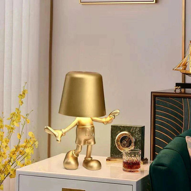 Illuminating Elegance: Golden Charging Desk Lamp with Italian Resin Accent