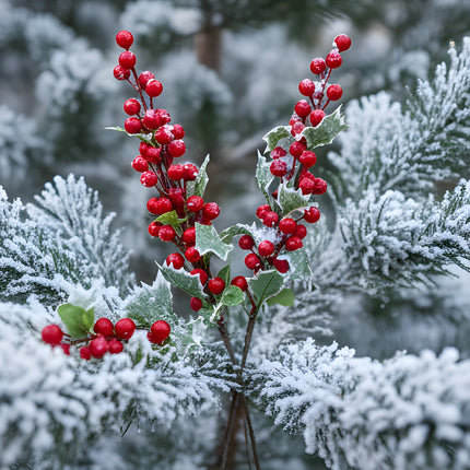 52cm Christmas Red Holly Berries Branch with Green Leaves Fake Berry DIY Garland Xmas Tree Ornaments Festival Party Home Decor 52cm-christmas-red-holly-berries-branch-with-green-leaves-fake-berry-diy-garland-xmas-tree-ornaments-festival-party-home-decor