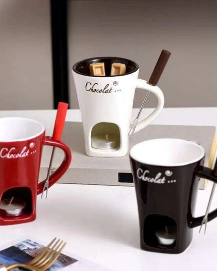 Elegant Ceramic Fondue Set with Butter Warmer for Decadent Dipping Experiences