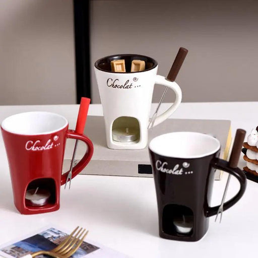 Elegant Ceramic Fondue Set with Butter Warmer for Decadent Dipping Experiences