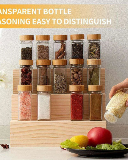 Elegant Glass Spice Jars with Bamboo Lids - 4oz Seasoning Containers for Organized Kitchen Storage