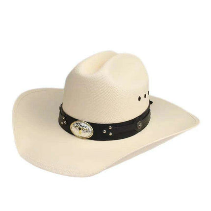 Classic Waterproof Cowboy Hat with Unique Cowhead Detail - Trendy Straw Sun Protection Accessory