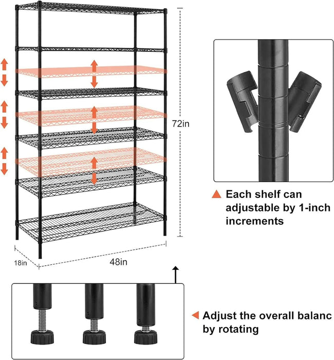 Heavy-Duty Adjustable Metal Storage Rack with 6000 lbs Capacity and Versatile Shelving Options