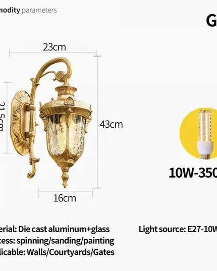 Elegant Waterproof Outdoor Wall Lantern for European-Style Gardens and Patios