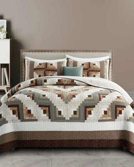 Reversible Floral and Plaid Quilt Set for California King - 100% Cotton Bedspread with Pillow Covers, Easy Care