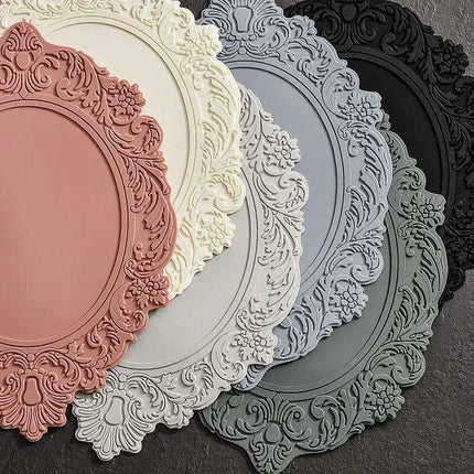Elegant Embossed Flower Silicone Placemats - Enhance Your Dining Experience