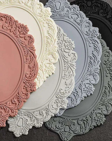 Elegant Embossed Flower Silicone Placemats - Enhance Your Dining Experience