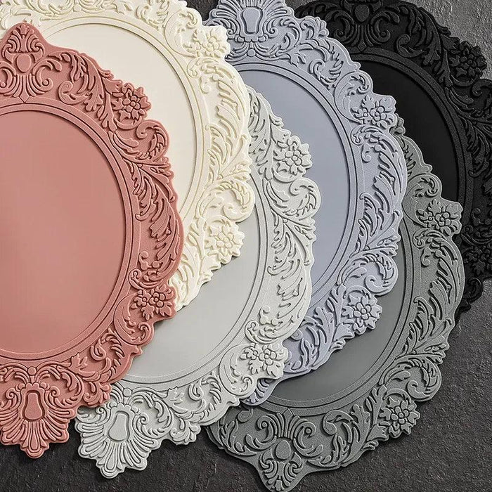 Embossed Elliptic Flower Silicone Placemat Set for Stylish Table Settings