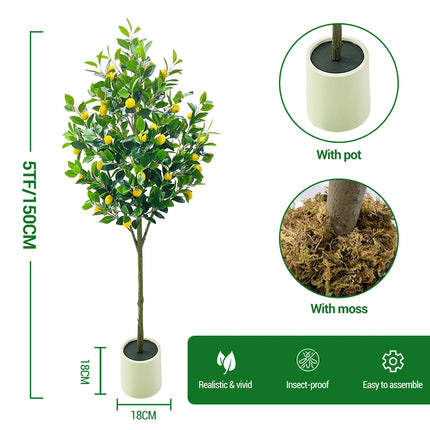 150cm 180cm Fake Plant Artificial Lemon Tree Realistic Lemon and Leave