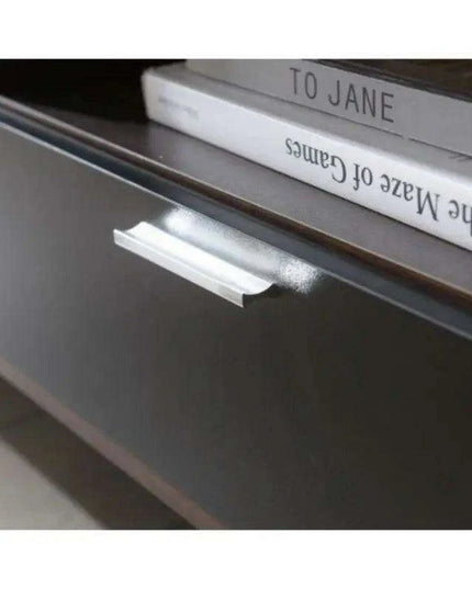 Walnut Modern Media Console - Sleek Entertainment Center with Ample Storage for Home and Office