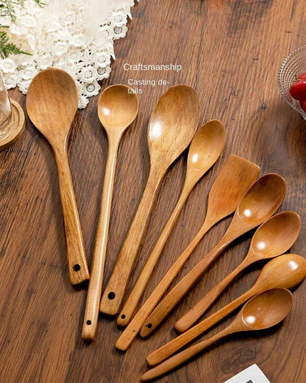 Elegant Japanese Wooden Serving Spoons Set