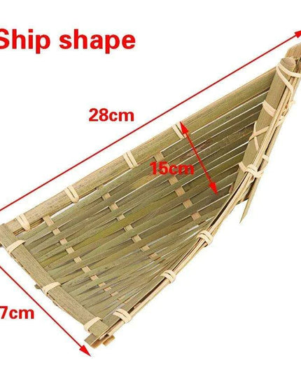 Sophisticated Bamboo Sushi and Sashimi Serving Set with Decorative Accents