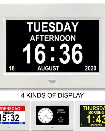 Multilingual LED Calendar Clock with 12 Alarms and Reminder Features - Perfect for Seniors and Daily Organization