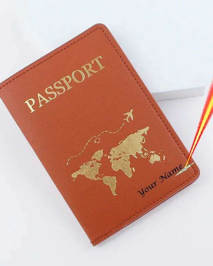 Custom Engraved Passport Holder for Adventurous Couples - Elegant Travel Essential