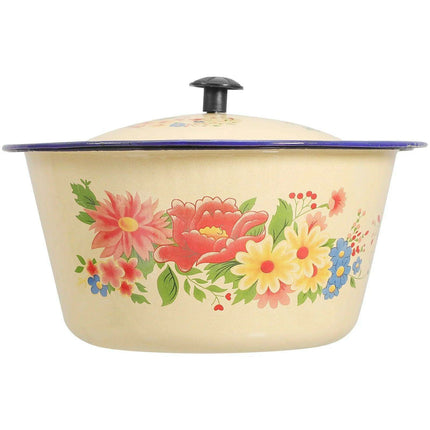 Retro Enamel Mixing Bowl with Lid - Versatile Kitchen Essential