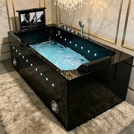 Lynko Modern Acrylic Whirlpool Bathtub with Hydro Massage & TV