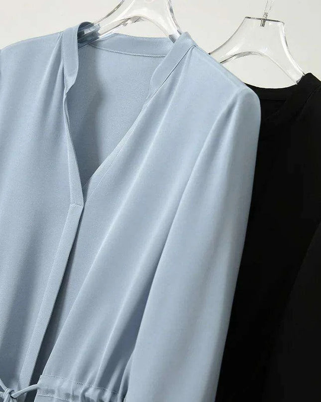 Birdtree Luxury 90% Silk High Waist Summer Dress for Women