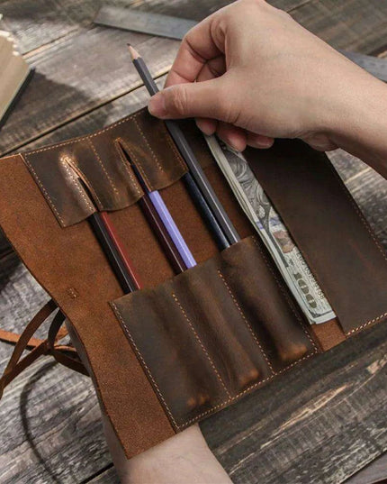 Luxury Leather Pen Organizer with Detachable Tray - Stylish Office & School Accessory
