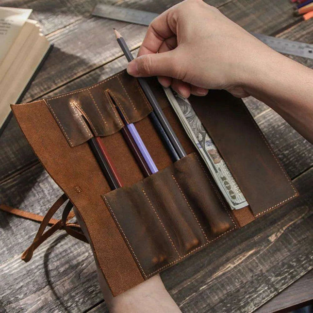Luxury Leather Pen Organizer with Detachable Tray - Stylish Office & School Accessory